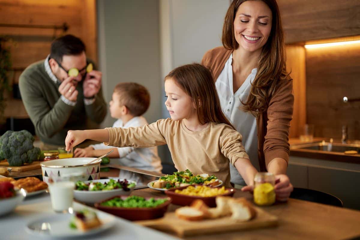 happy family in dinner table