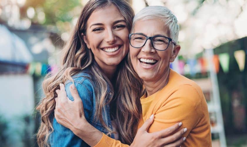 mother and daughter smiling on mother's day
